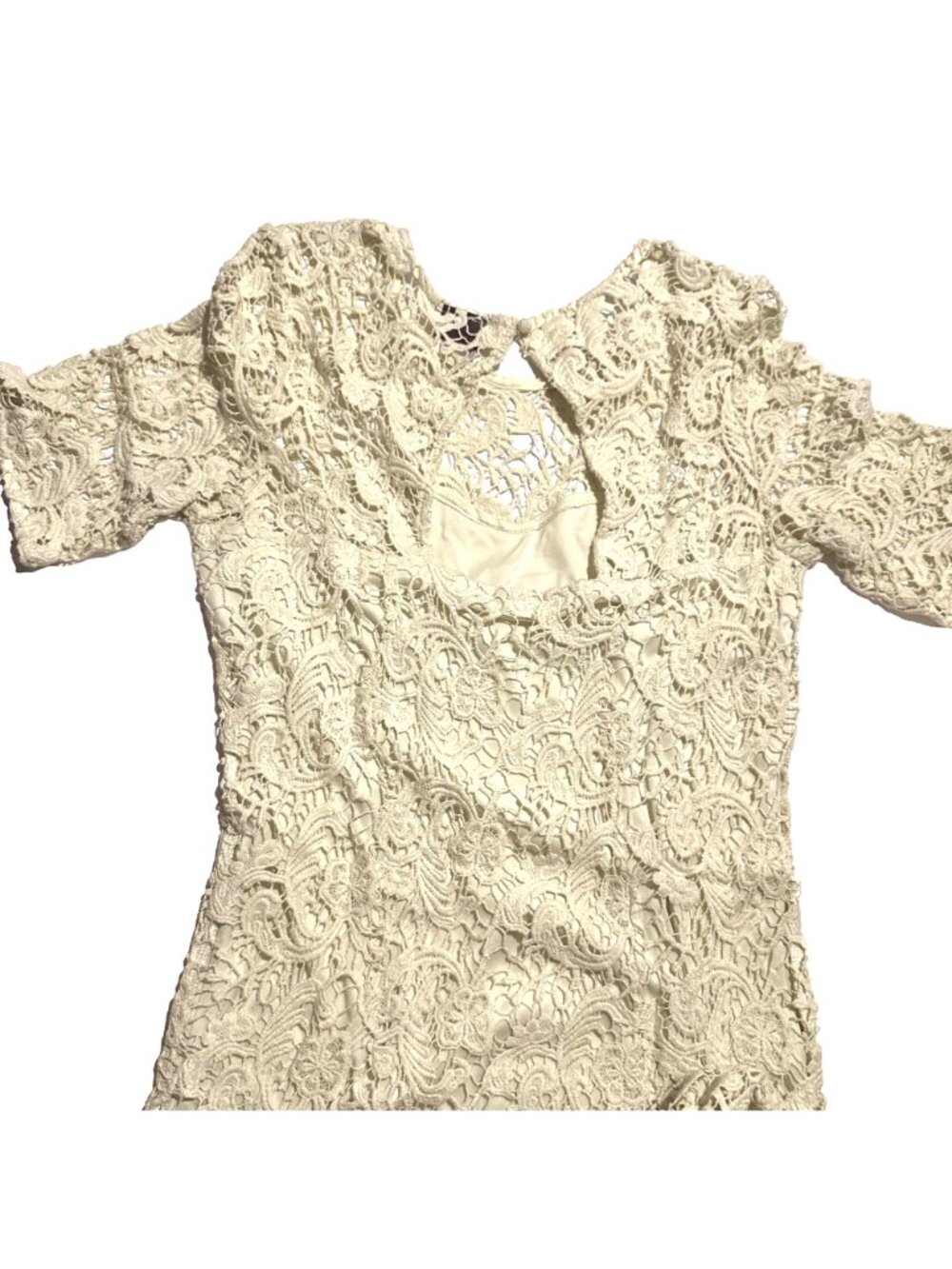 Cream Mini Dress Urban Outfitters Coquette Medium Crocheted Style Lace Bride - Picture 2 of 7